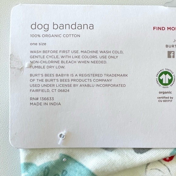 NWT Burt’s Bees Mugs of Happiness Holiday Dog Bandana - Picture 5 of 6